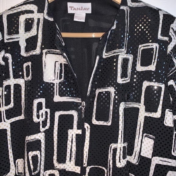 TanJay Geometrical Sequin Zip Up Business Casual Blazer & Tank Top Set Small - Picture 4 of 9